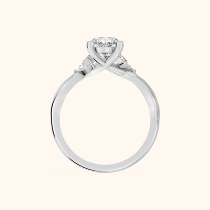 Luna Glow Twisted Pear Diamond Engagement Ring in Platinum - FingerView