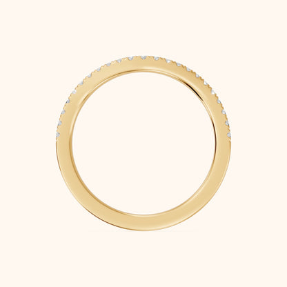 Nila Curved Round Diamond Stackable Ring in Yellow Gold - FingerView