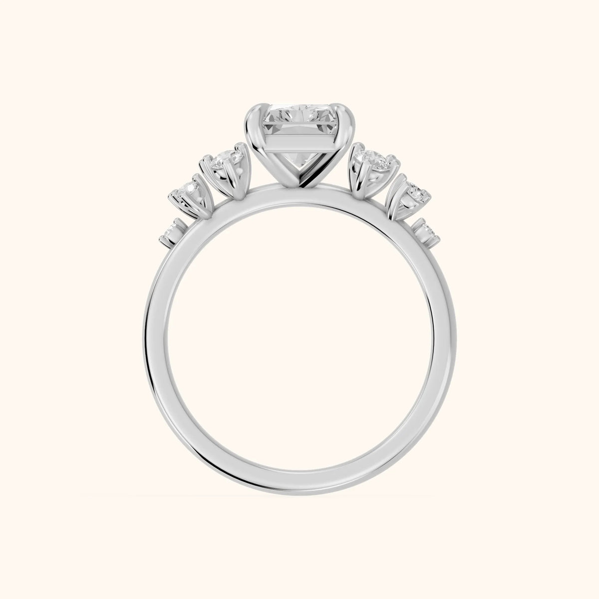 Mirabelle Cluster Radiant Diamond Engagement Ring in Platinum - FingerView.webp