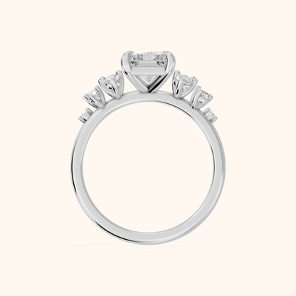 Mirabelle Cluster Radiant Diamond Engagement Ring in Platinum - FingerView.webp