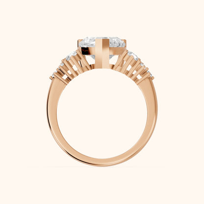 Azalea Cluster Heart Diamond Engagement Ring in Rose Gold - FingerView.webp