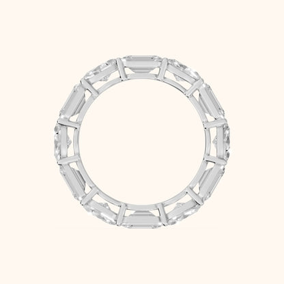 Hema Shared Prong Emerald & Oval Diamond Eternity Band in Platinum - FingerView