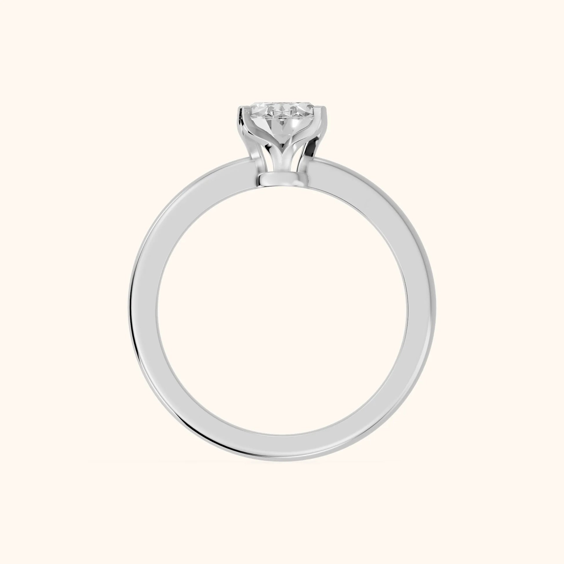 Flora Guardian Solitaire Oval Diamond Engagement Ring in Silver - FingerView