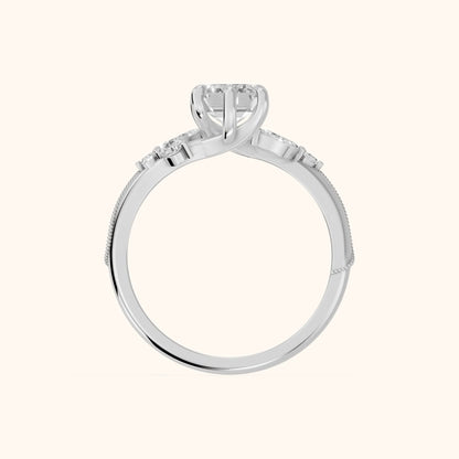 Joanna Milgrain Twist Emerald Diamond Engagement Ring in Silver - FingerView.webp