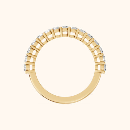 Gala Shared Prong Round Diamond Half Eternity Band in Yellow Gold - FingerView