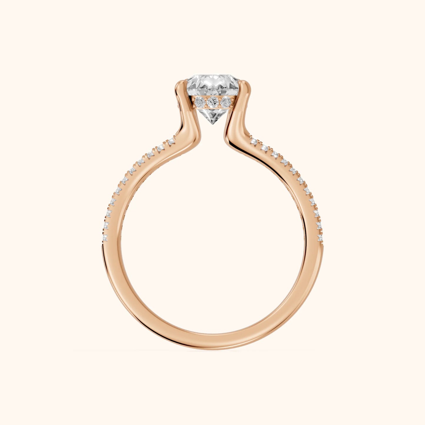 Eternal Embrace Solitaire Pear Diamond Engagement Ring in Rose Gold - FingerView