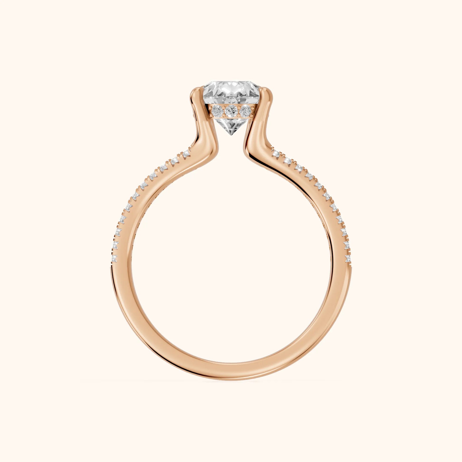 Eternal Embrace Solitaire Pear Diamond Engagement Ring in Rose Gold - FingerView