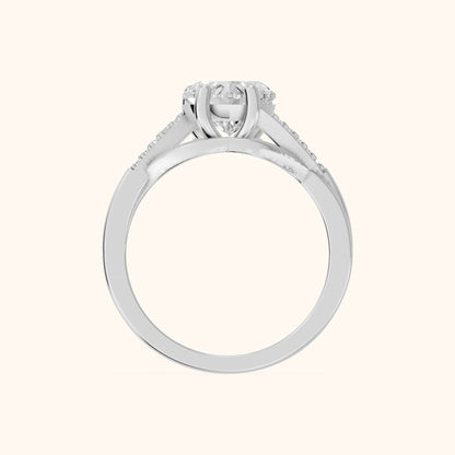 Veronica Twist Side Stone Heart Diamond Engagement Ring in White Gold - FingerView