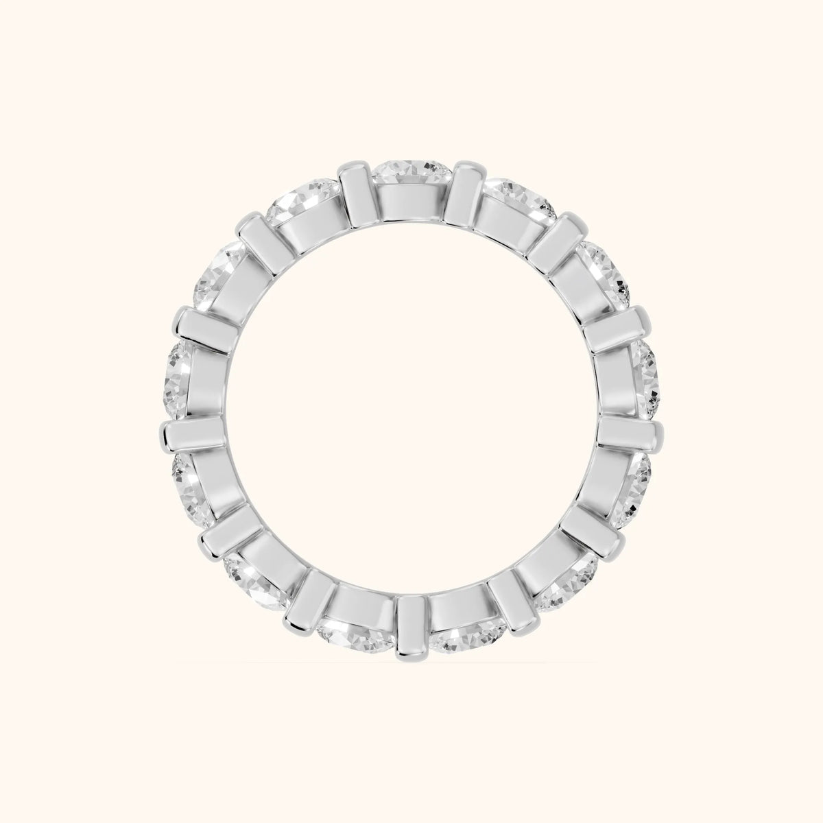 Allegra Bar Set Round Diamond Eternity Band in Platinum - FingerView
