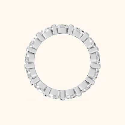Allegra Bar Set Round Diamond Eternity Band in Platinum - FingerView