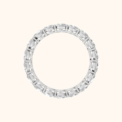 Dara Shared Prong Round Diamond Eternity Band in Silver - FingerView
