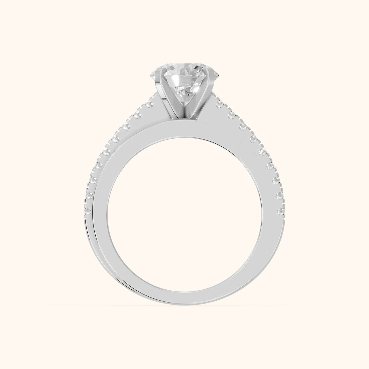 Edith Criss Cross Pavé Round Diamond Engagement Ring in White Gold - FingerView.webp