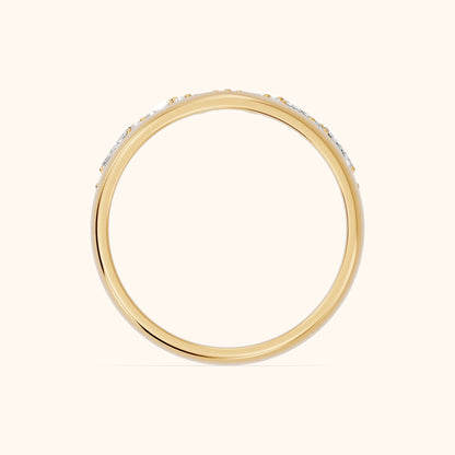 Ambika Dome Marquise & Round Diamond Wedding Band in Yellow Gold - FingerView