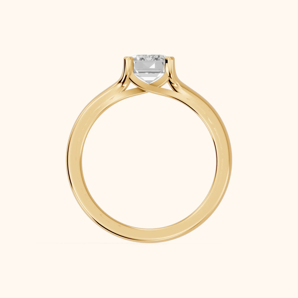 Nell Split Shank Solitaire Emerald Diamond Engagement Ring in Yellow Gold - FingerView.webp
