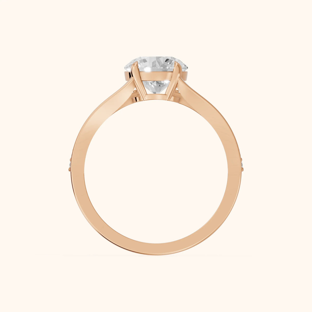 Lucinda Split Shank Round Diamond Engagement Ring in Rose Gold - FingerView.webp