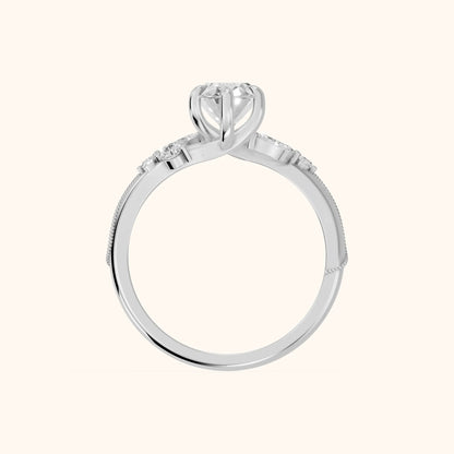 Joanna Milgrain Twist Oval Diamond Engagement Ring in White Gold - FingerView.webp