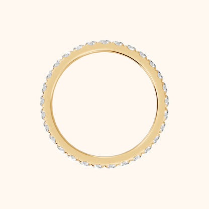 Zora Micropavé Round Diamond Eternity Band in Yellow Gold - FingerView