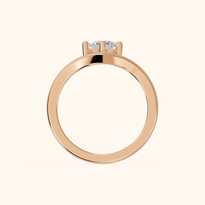 Evelyn Chevron Solitaire Emerald Diamond Engagement Ring in Rose Gold - FingerView