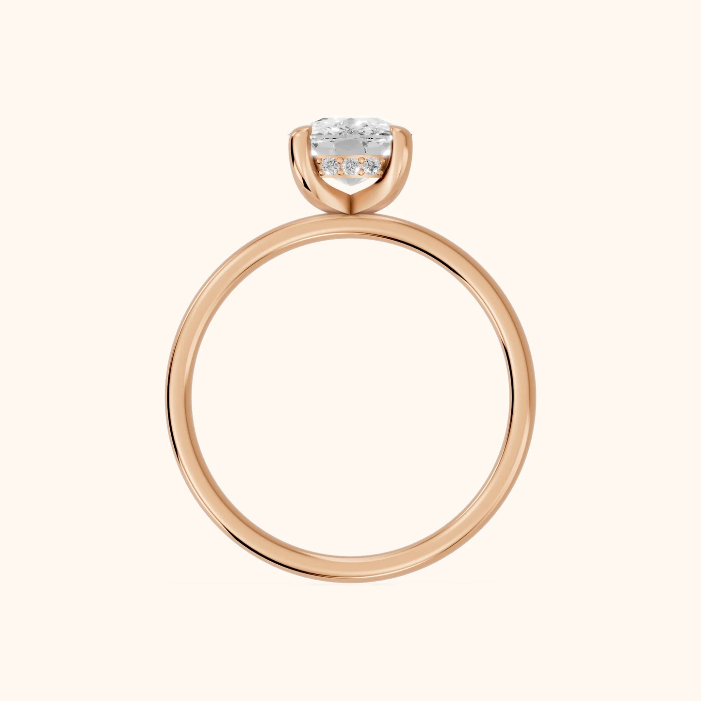 Charlotte Charm Cushion Diamond Solitaire Ring in Rose Gold - FingerView