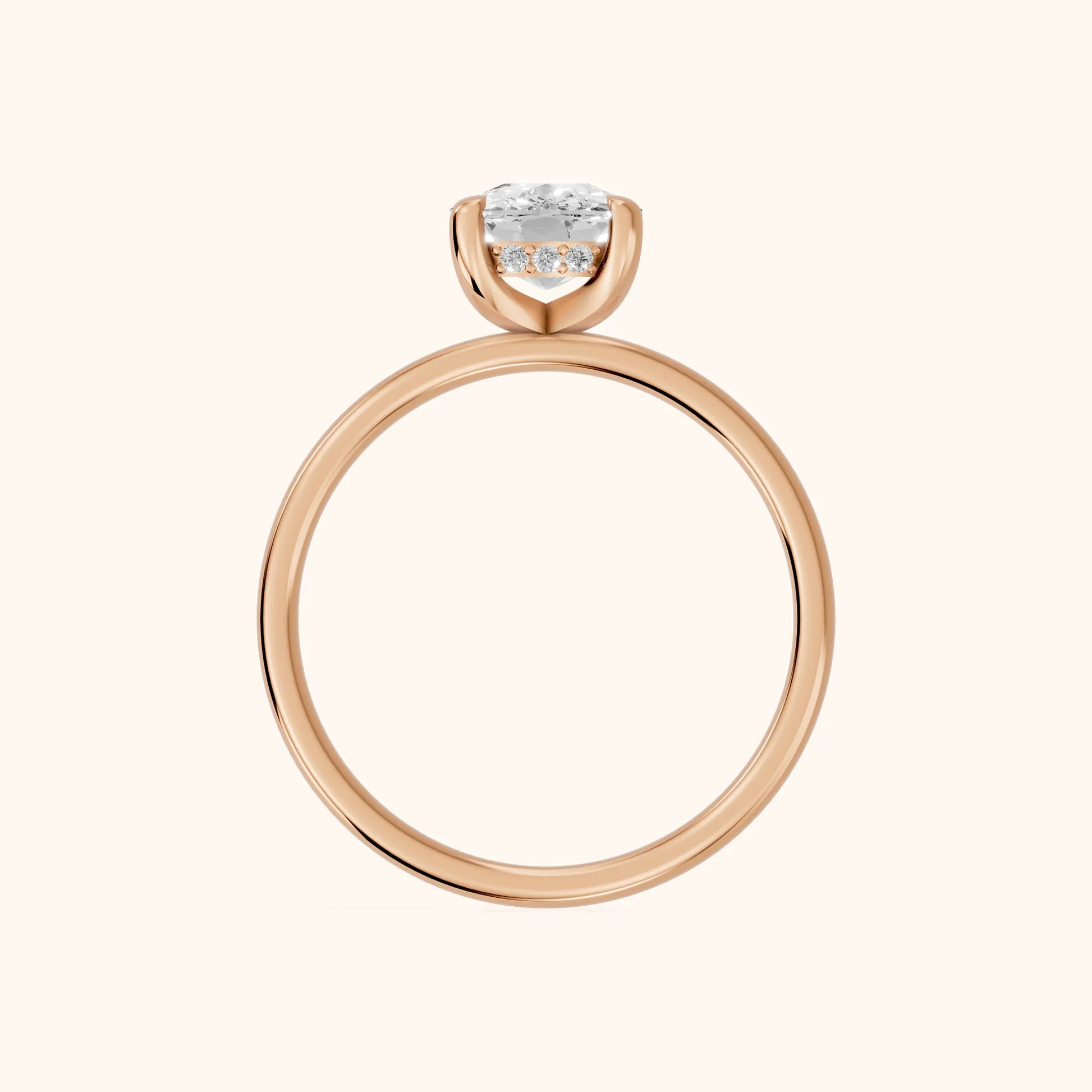 Charlotte Charm Cushion Diamond Solitaire Ring in Rose Gold - FingerView
