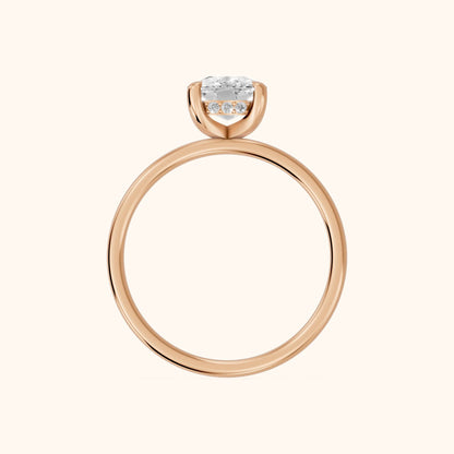 Charlotte Charm Cushion Diamond Solitaire Ring in Rose Gold - FingerView
