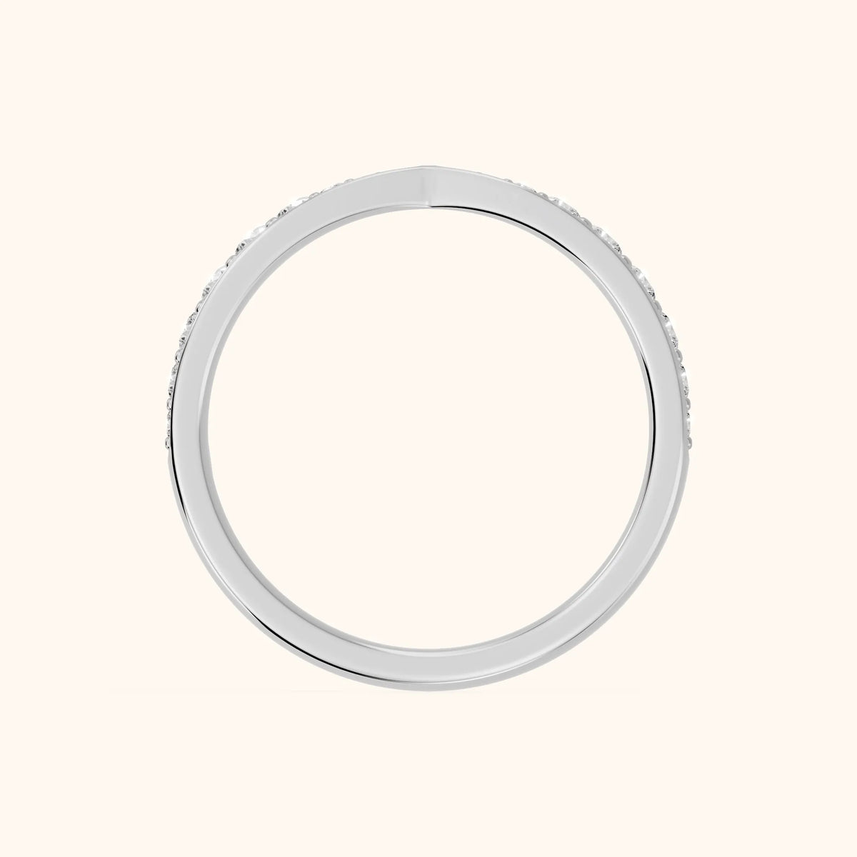 Fabia Tapered Riviera Round Diamond Half Eternity Band in Silver - FingerView