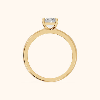 Elsie Channel Set Emerald Diamond Engagement Ring in Yellow Gold - FingerView.webp
