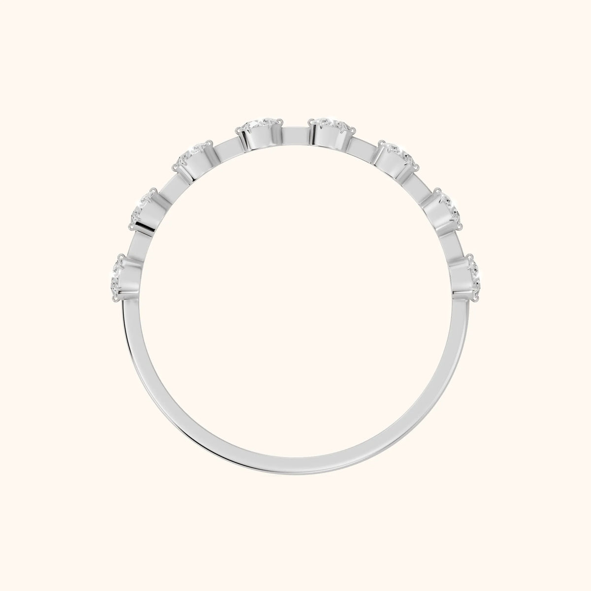 Elise Petite Round Diamond Half Eternity Band in Silver - FingerView