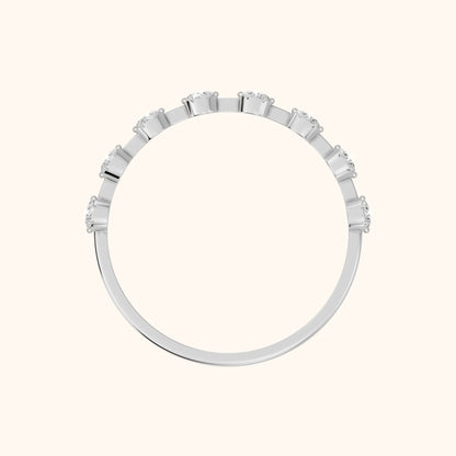 Elise Petite Round Diamond Half Eternity Band in Silver - FingerView