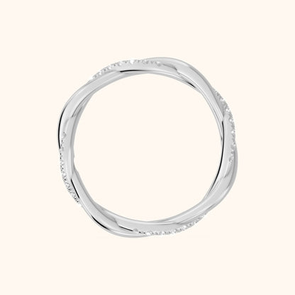 Tanvi Petite Twist Round Diamond Eternity Band in Silver - FingerView