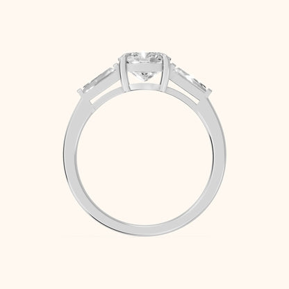 Winnie Three-Stone Cushion Diamond Engagement Ring in Platinum - FingerView.webp