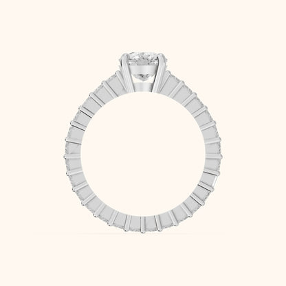Mallory Shared Prong Cushion Diamond Engagement Ring in White Gold - FingerView.webp