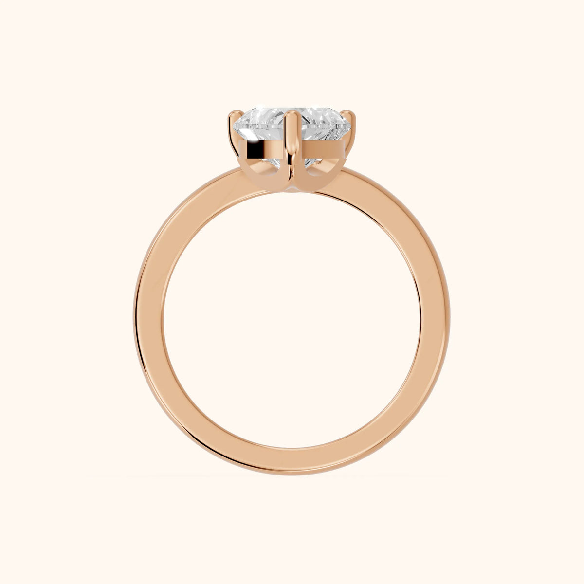 Maisie Four Prong Solitaire Heart Diamond Engagement Ring in Rose Gold - FingerView.webp