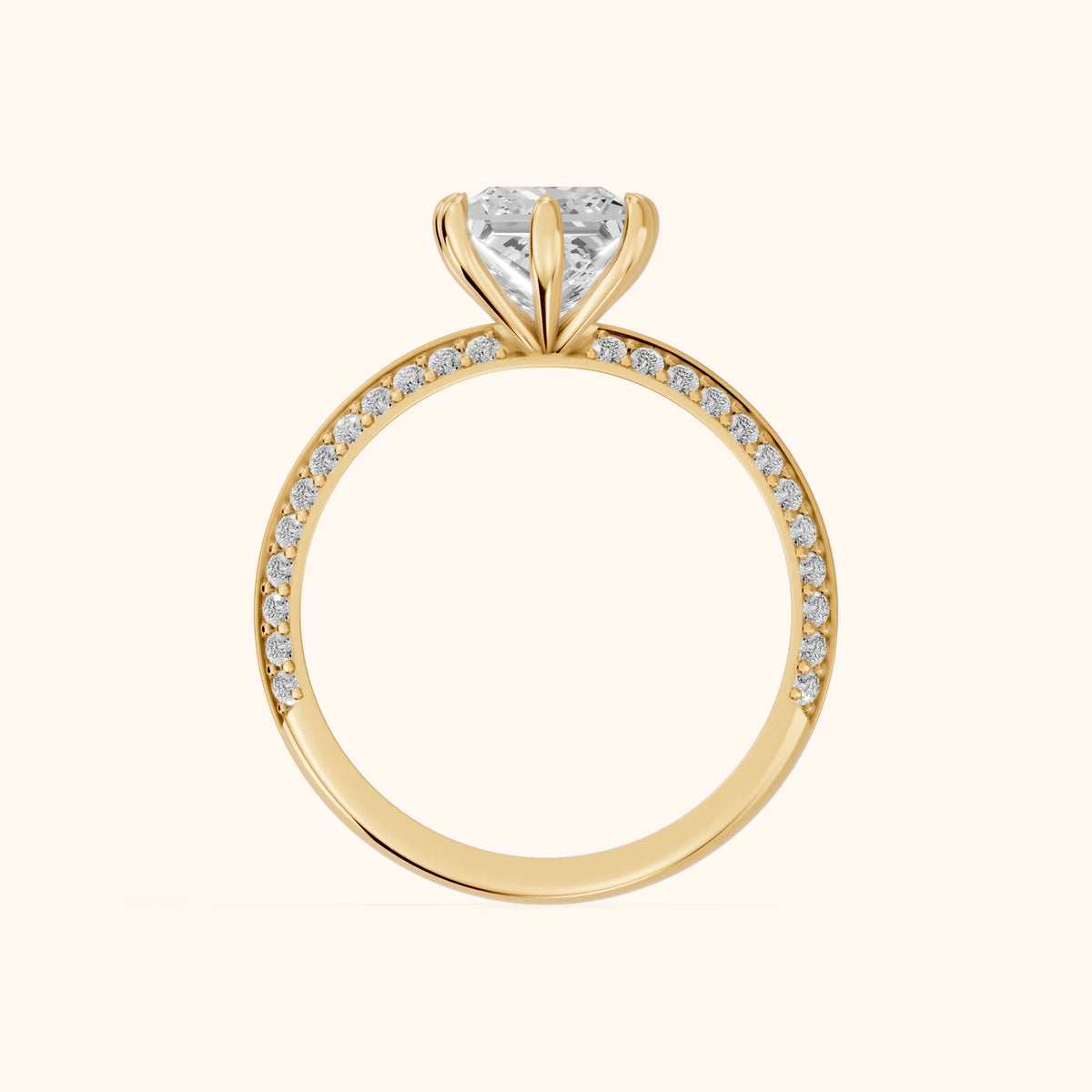 Meredith Knife Edge Pavé Princess Diamond Engagement Ring in Yellow Gold - FingerView.webp