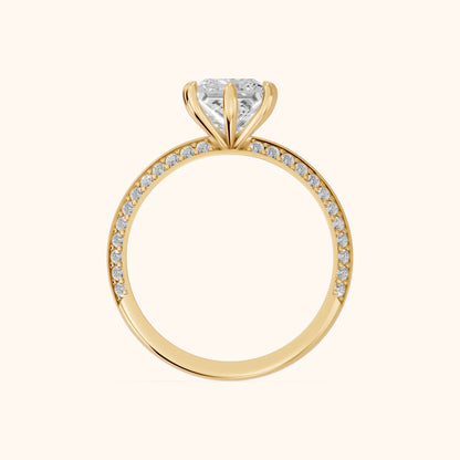 Meredith Knife Edge Pavé Princess Diamond Engagement Ring in Yellow Gold - FingerView.webp