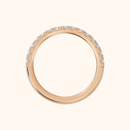 Fiona Pavé Round Diamond Anniversary Ring in Rose Gold - FingerView