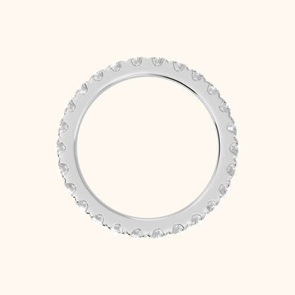 Cara French Pavé Round Diamond Eternity Band in Silver - FingerView