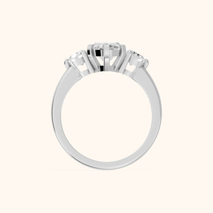 Freesia Three-Stone Marquise Diamond Engagement Ring in Silver - FingerView.webp