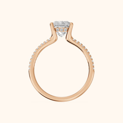 Eternal Embrace Princess Diamond Engagement Ring in Rose Gold - FingerView