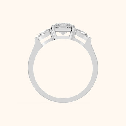 Grace Three Stone Radiant Diamond Engagement Ring in Platinum - FingerView