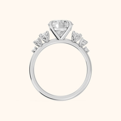 Evelina Bloom Round Diamond Engagement Ring in Silver - FingerView