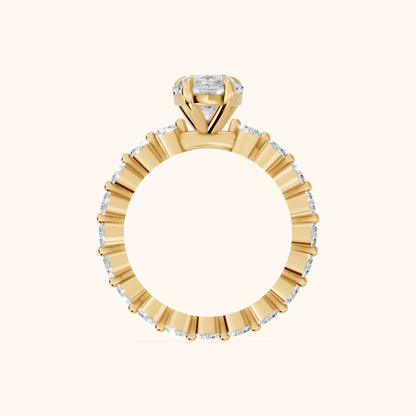 Piper Sidestone Pear Diamond Engagement Ring in Yellow Gold - FingerView.webp