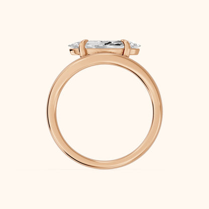 Seraphina Criss Cross Marquise Diamond Engagement Ring in Rose Gold - FingerView