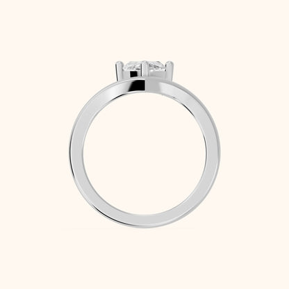 Evelyn Chevron Solitaire Marquise Diamond Engagement Ring in Silver - FingerView