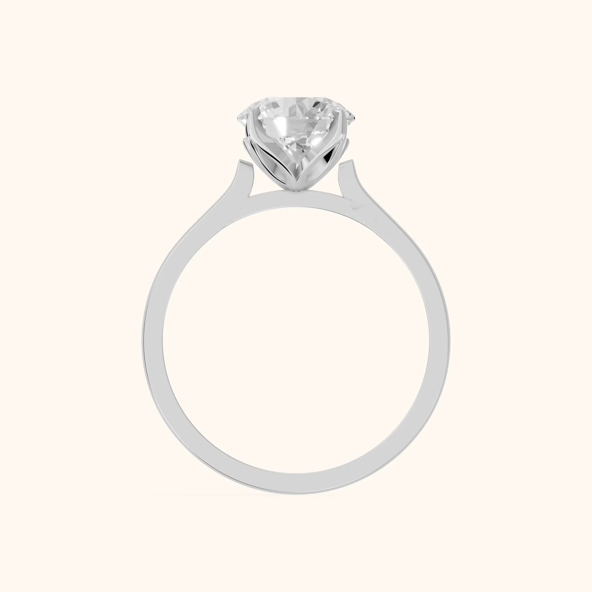 Isabella Bloom Solitaire Round Diamond Engagement Ring in Silver - FingerView