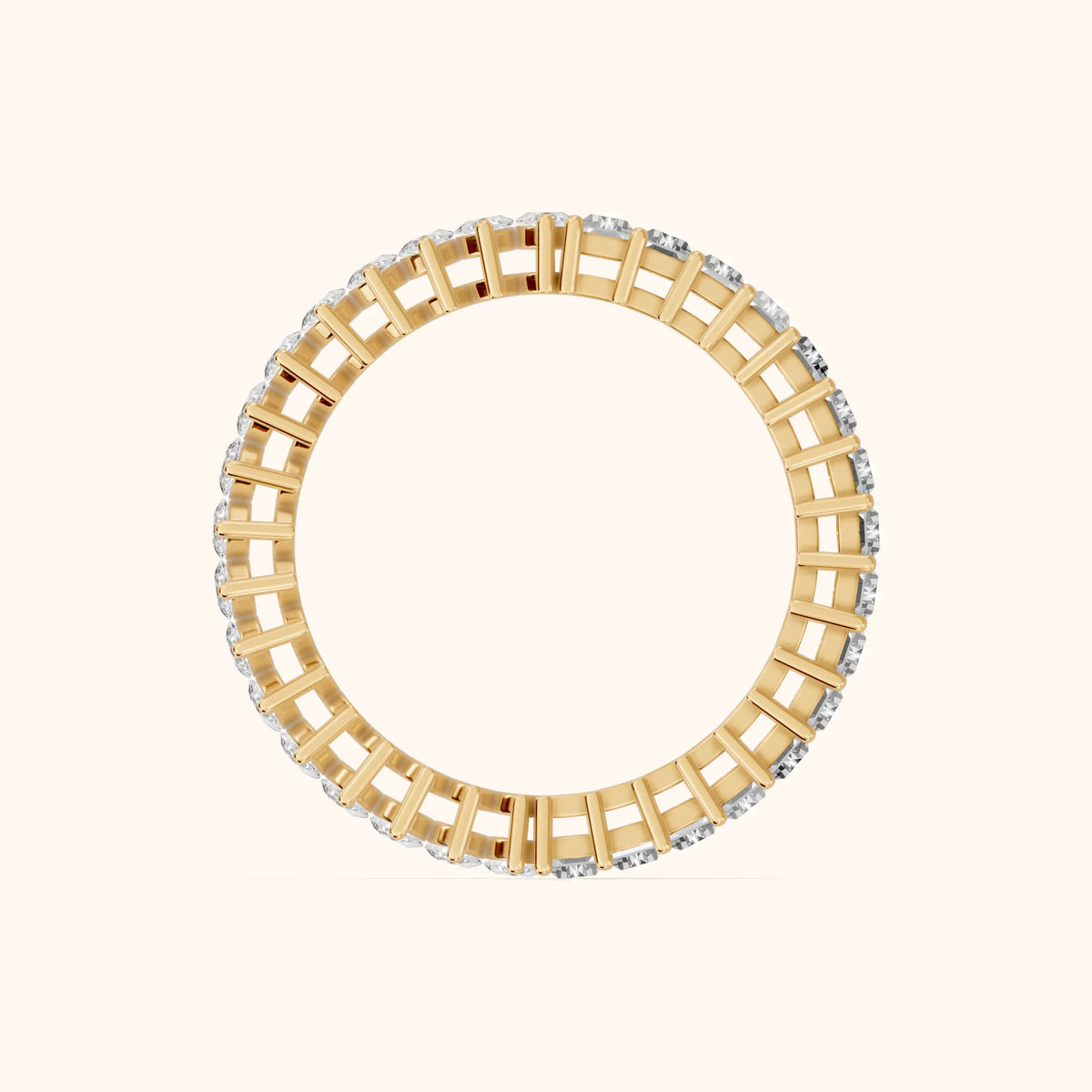 Maite Shared Prong Marquise & Baguette Diamond Eternity Band in Yellow Gold - FingerView