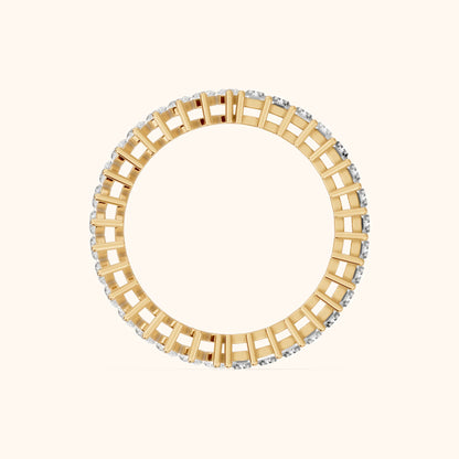 Maite Shared Prong Marquise & Baguette Diamond Eternity Band in Yellow Gold - FingerView