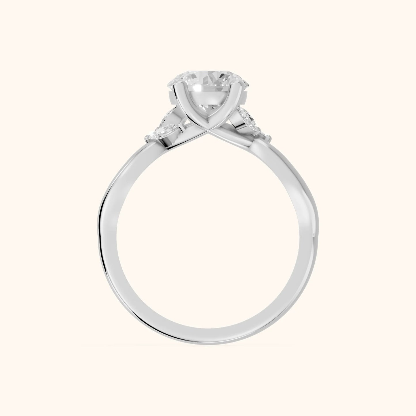Luna Glow Twisted Round Diamond Engagement Ring in Platinum - FingerView
