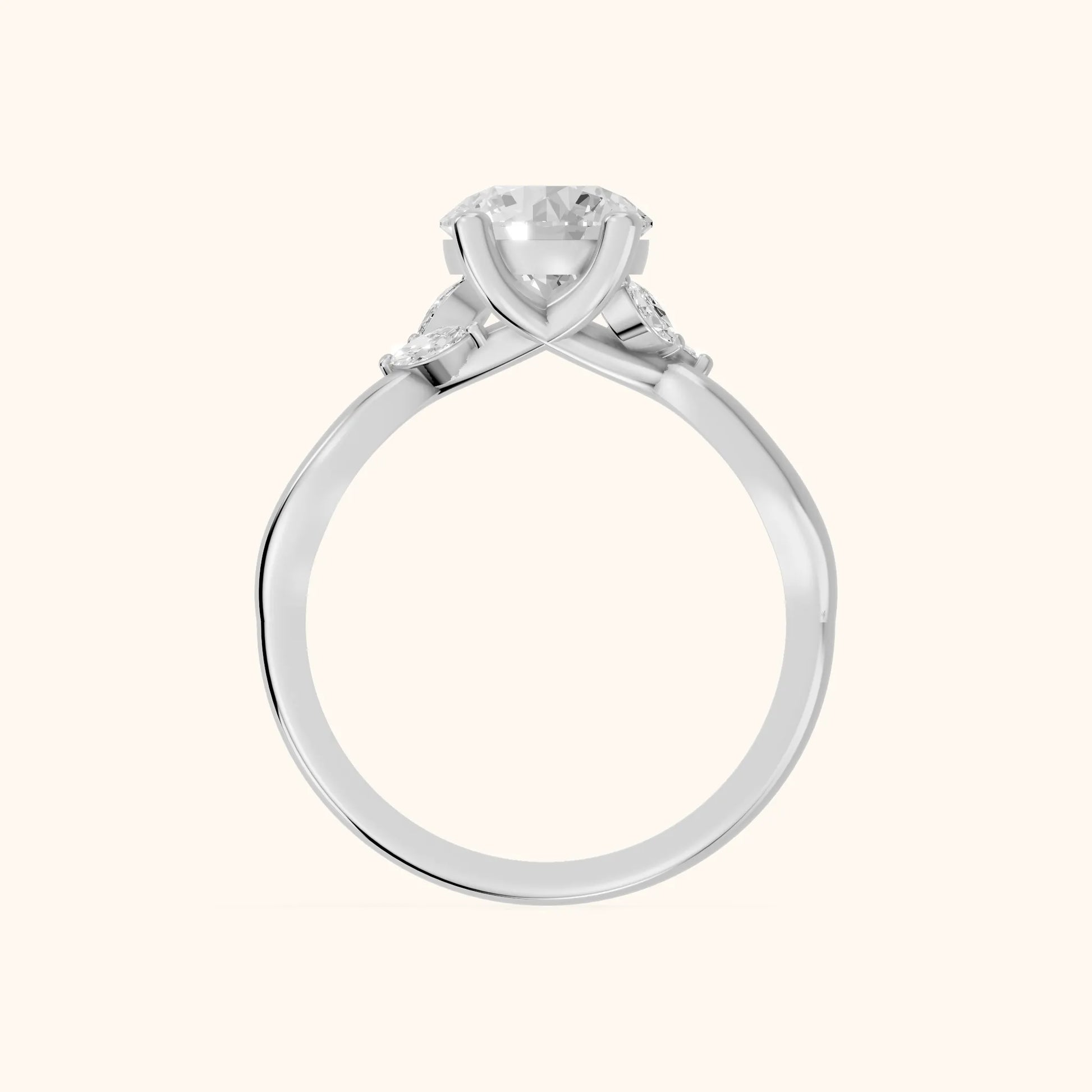Luna Glow Twisted Round Diamond Engagement Ring in Platinum - FingerView