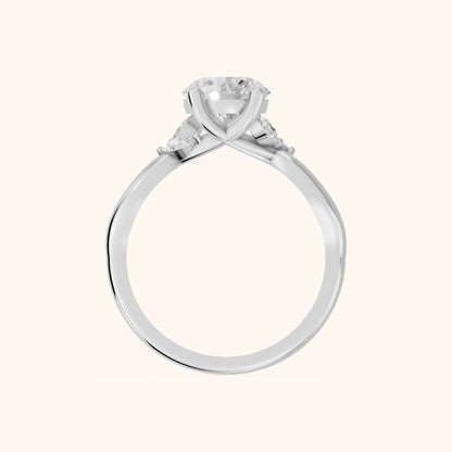 Luna Glow Twisted Round Diamond Engagement Ring in Platinum - FingerView